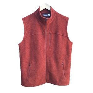 Ibex Men's Medium Merino Wool Full Zip Vest Red Outdoor Hiking Wool